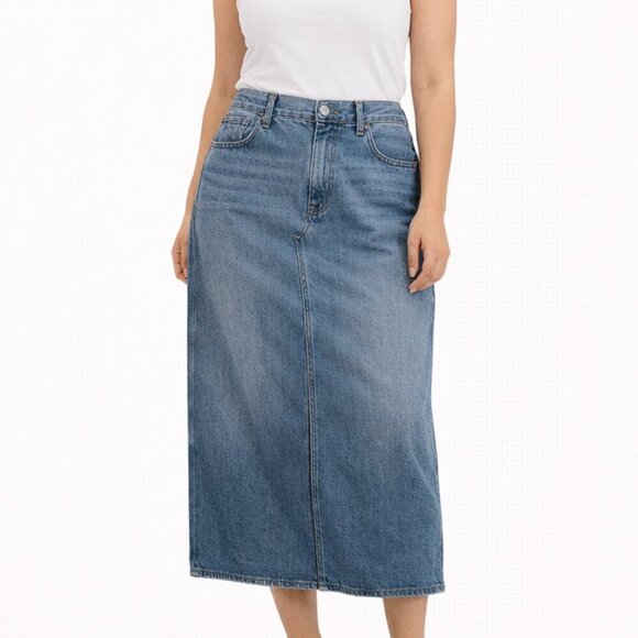 Madewell Dresses & Skirts - Madewell Size 33 100% Cotton Denim Midi Skirt Blue High Waist Classic Straight